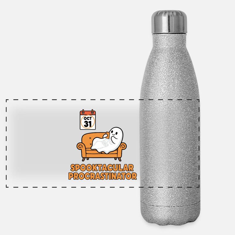 Conception effrayante de procrastinateur fantôme Gourde isotherme panoramique pailletée 500 ml