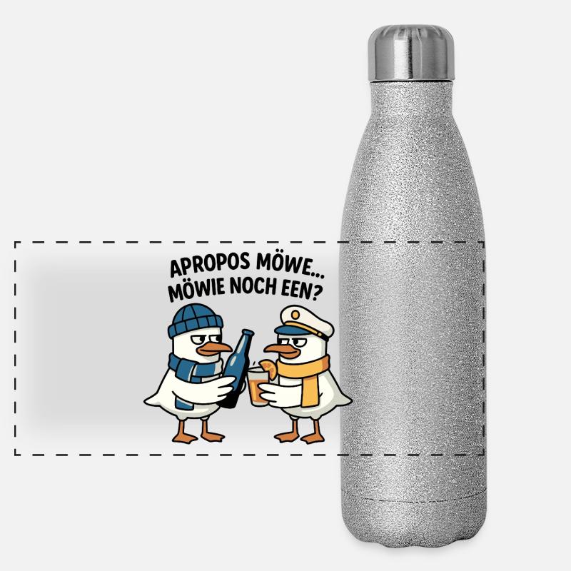 Möwen Prost am Meer Panorama Glitzer Isolierflasche 500 ml