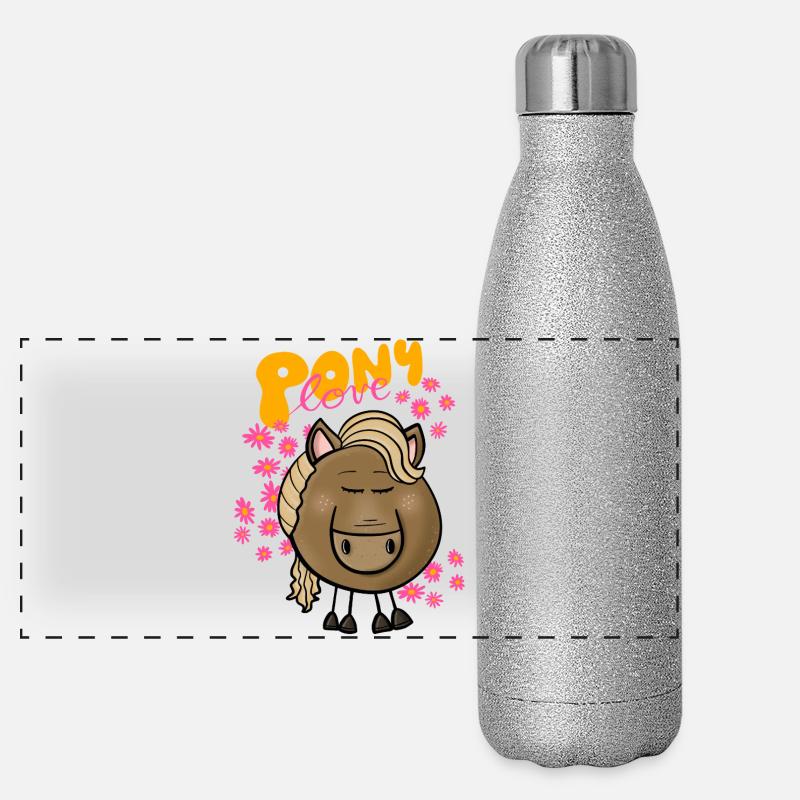 Pony Love - Panoramic Glitter Thermal Bottle 500 ml - silver glitter