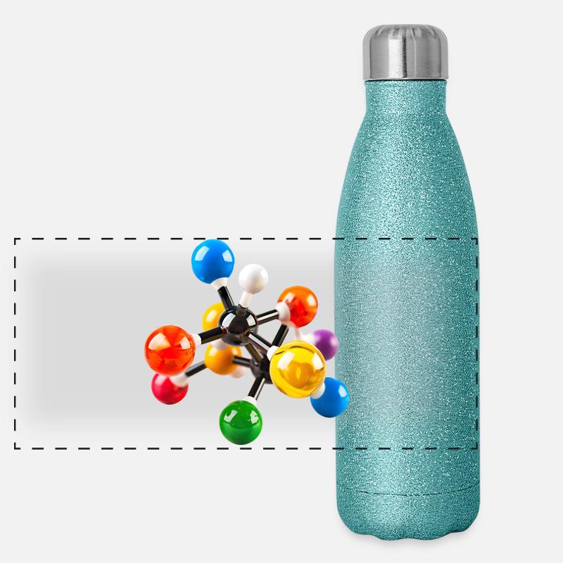 Modèle de structure moléculaire coloré Gourde isotherme panoramique pailletée 500 ml