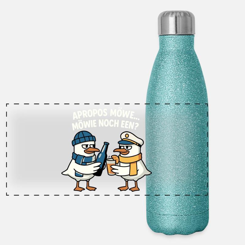 Möwe Motiv Panorama Glitzer Isolierflasche 500 ml