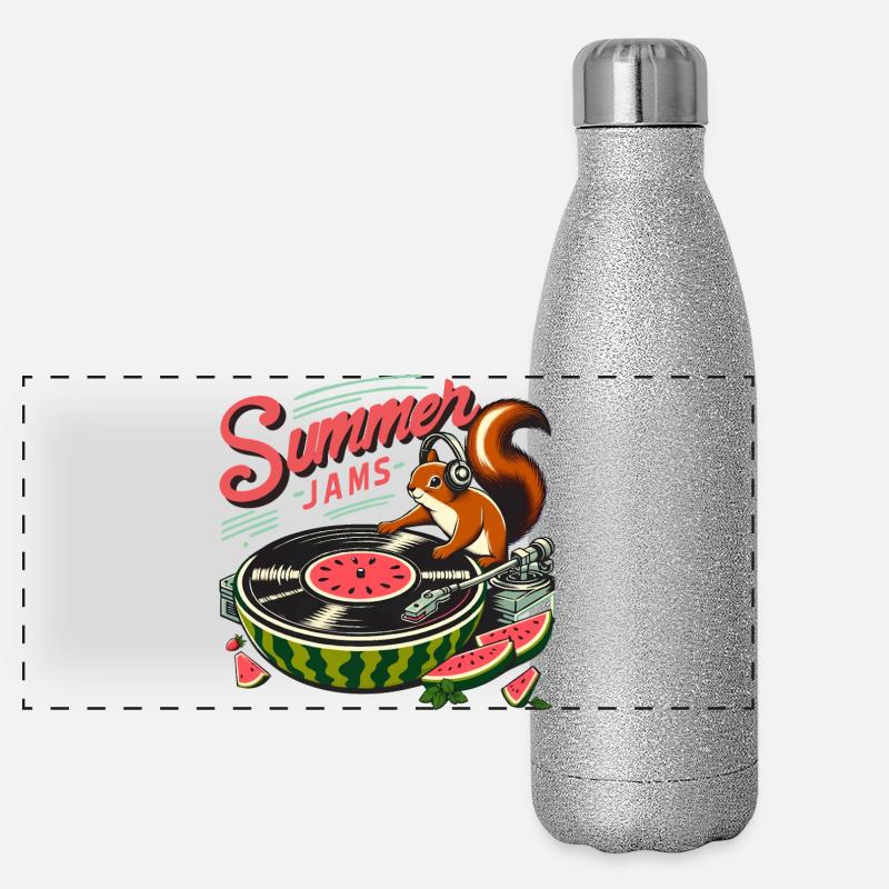 Summer Jams Music - Squirrel with Melon Panoramic Glitter Thermal Bottle 500 ml