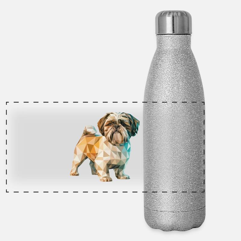 Shih Tzu - Cool Low Poly Logo Panorama Glitzer Isolierflasche 500 ml