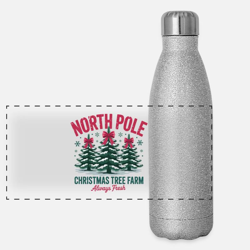 Ferme d’arbres de Noël du pôle Nord Gourde isotherme panoramique pailletée 500 ml