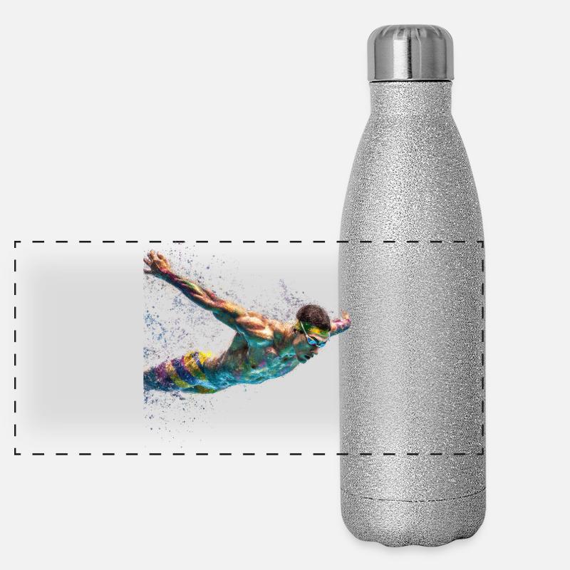 Paint Swirl Float Splash Panoramic Glitter Thermal Bottle 500 ml