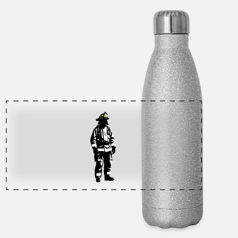 Feuerwehrmann - Cooles Silhouetten-Logo Panorama Glitzer Isolierflasche 500 ml