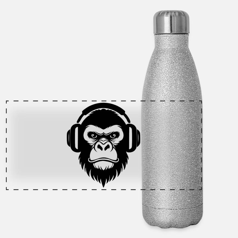 DJ Grooves Underground Rebellious Monkey Head Chemise Gourde isotherme panoramique pailletée 500 ml