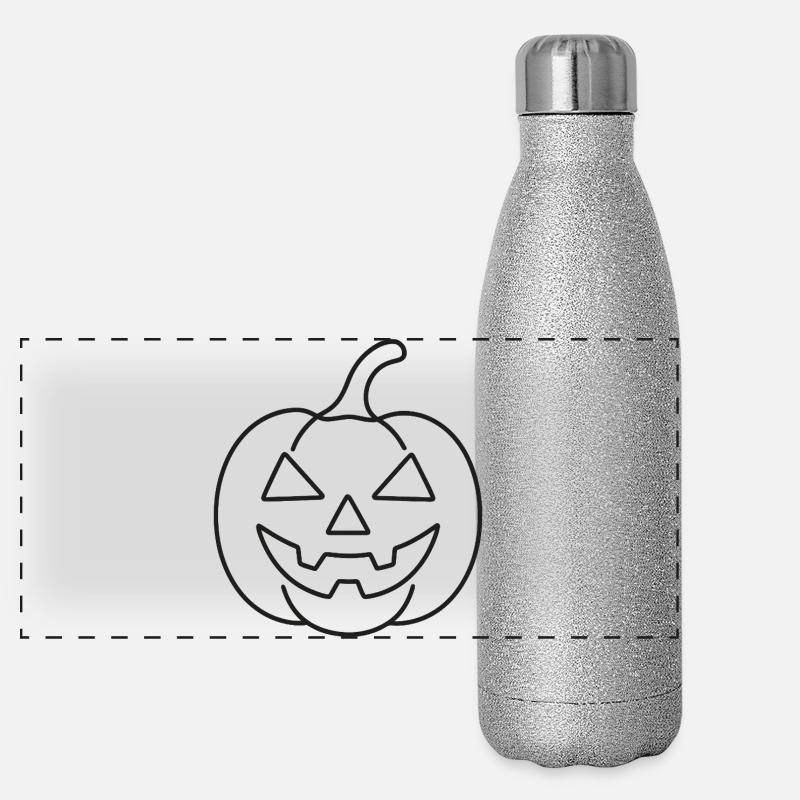 Pumpkin One Line Art – Halloween Sketch Panoramic Glitter Thermal Bottle 500 ml