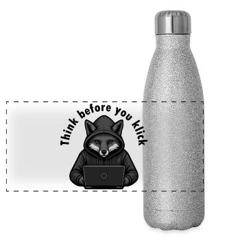 Réfléchissez avant de cliquer - Cybersécurité - Gourde isotherme panoramique pailletée 500 ml - paillettes argentées - Devant