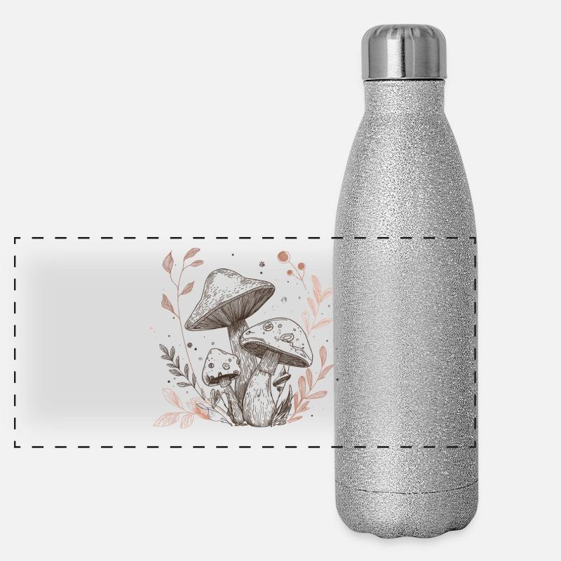 champignon, ramasseur de champignons, cueillette Gourde isotherme panoramique pailletée 500 ml