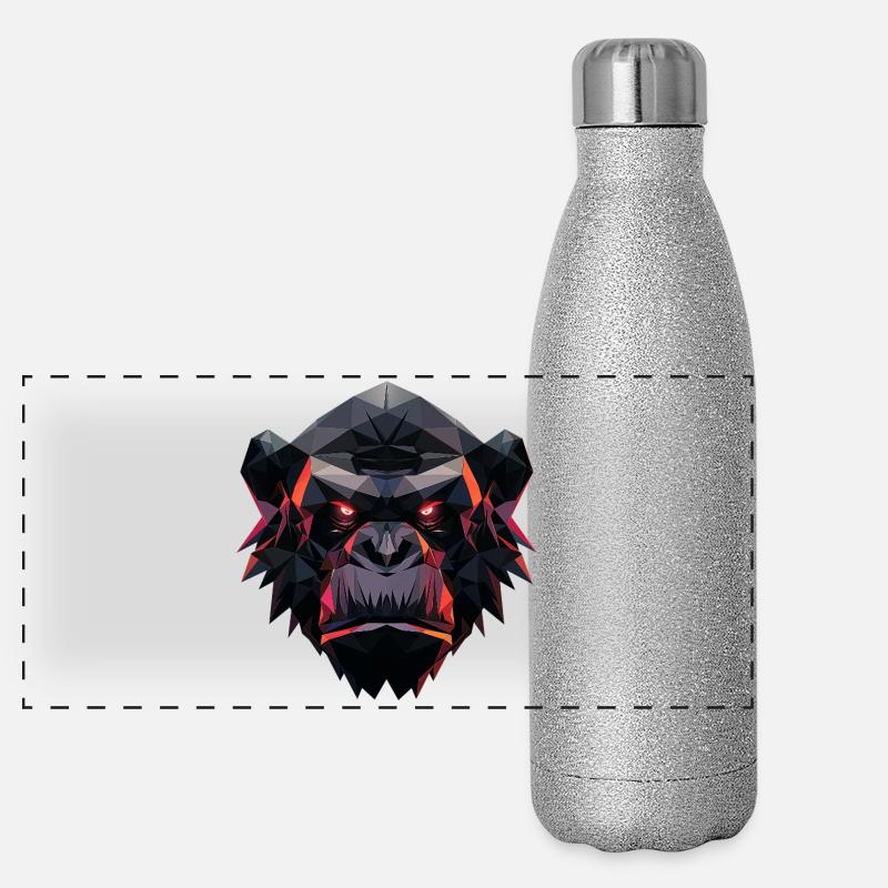 Gorille Prisme Tête Low Poly Art Design Gourde isotherme panoramique pailletée 500 ml