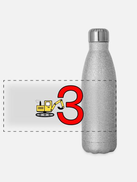Bagger - Panorama Glitzer Isolierflasche 500 ml - Silber Glitzer
