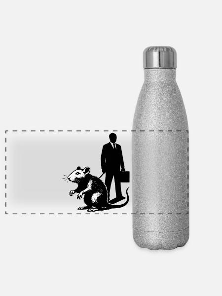 Ratte als Haustier - Panorama Glitzer Isolierflasche 500 ml - Silber Glitzer