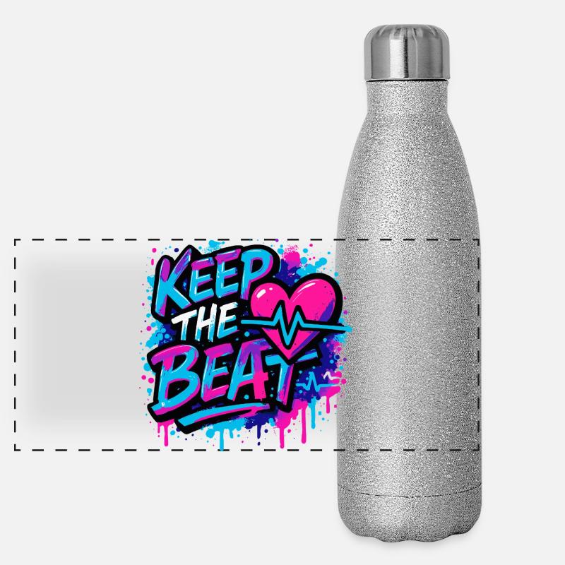 Keep the Beat – Music Design with Rhythm Feeling - Panoramic Glitter Thermal Bottle 500 ml - silver glitter