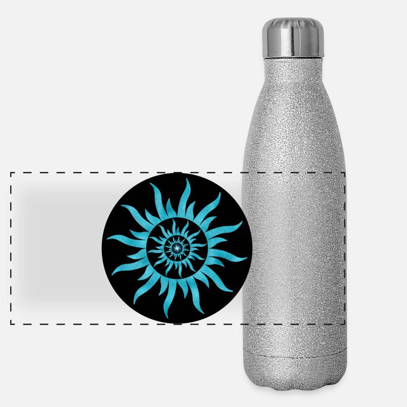 Soleil Spirale Bleu Saphir Gourde isotherme panoramique pailletée 500 ml