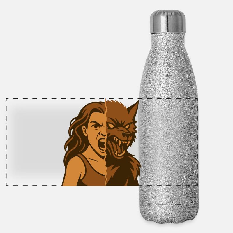 Human-Werewolf Duality Panoramic Glitter Thermal Bottle 500 ml