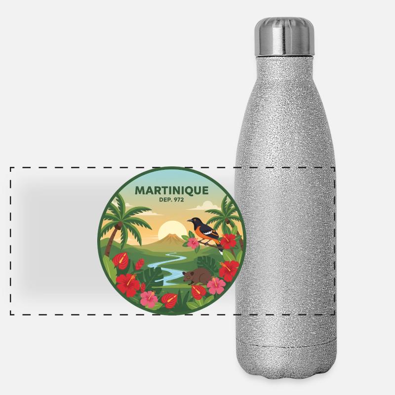 Martinique 972 Gourde isotherme panoramique pailletée 500 ml
