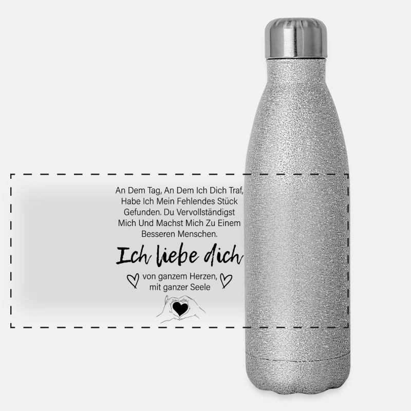 Déclaration d’amour Je t’aime en disant cadeau Gourde isotherme panoramique pailletée 500 ml