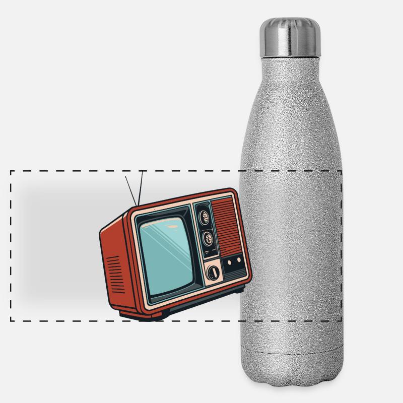 Retro Illustrated Pop Art Televisione Borraccia termica panoramica glitter 500 ml