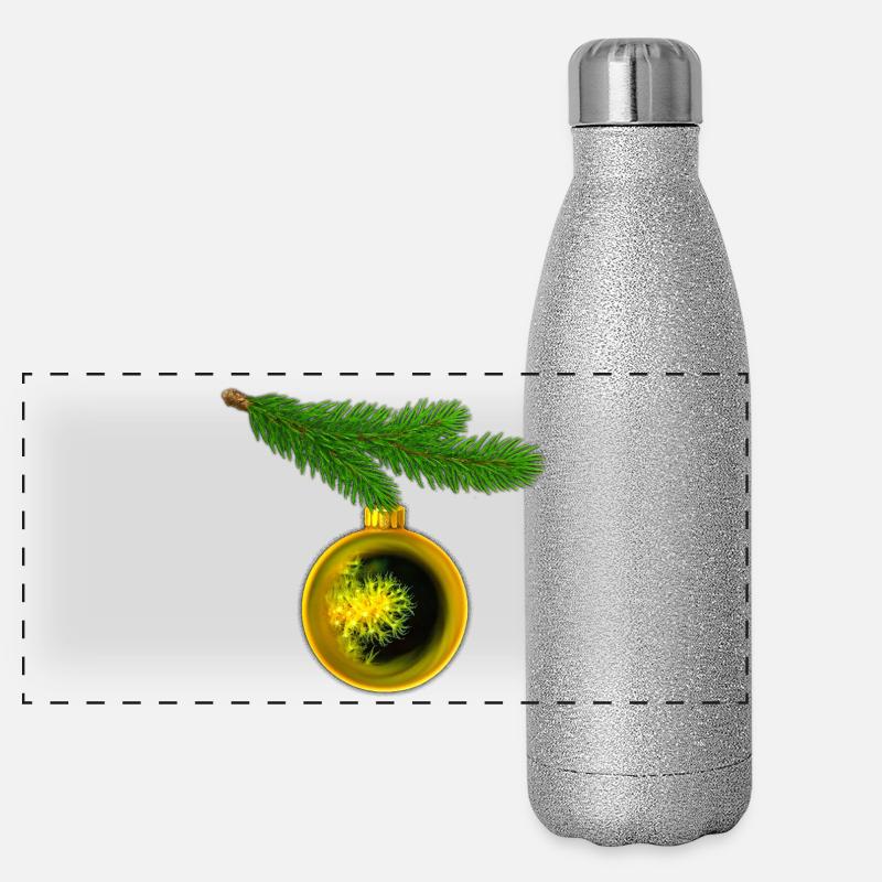 Weihnachtskugel mit Krustenanemonen am Tannenzweig Panorama Glitzer Isolierflasche 500 ml