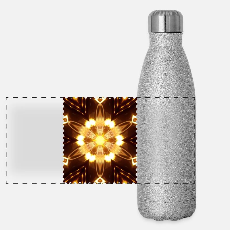 Fiery Mandala Light Play Panoramic Glitter Thermal Bottle 500 ml