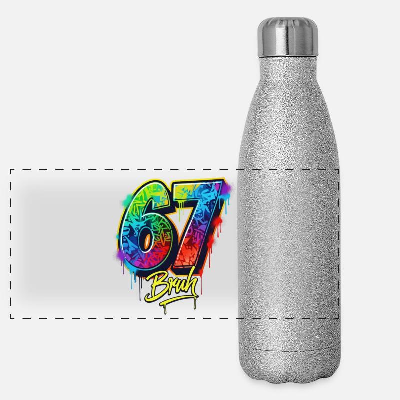 6 7 Mème – Édition Graffiti Bruh Gourde isotherme panoramique pailletée 500 ml