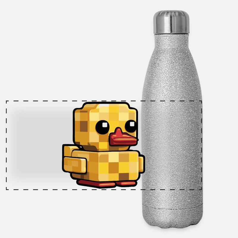 Pixel Ente Retro Look Panorama Glitzer Isolierflasche 500 ml