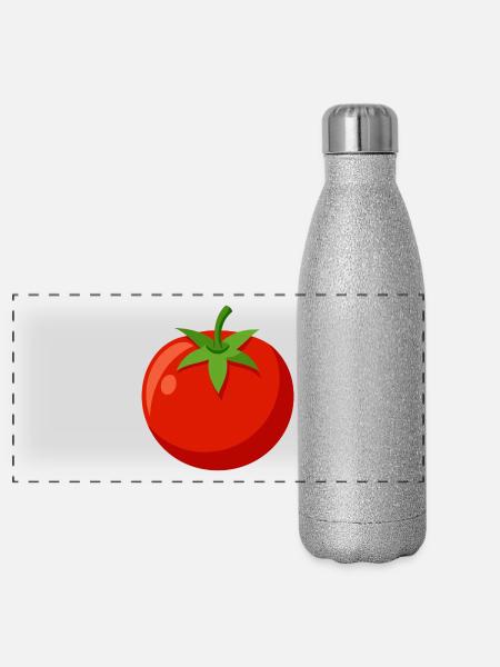 Tomate - Panorama Glitzer Isolierflasche 500 ml - Silber Glitzer