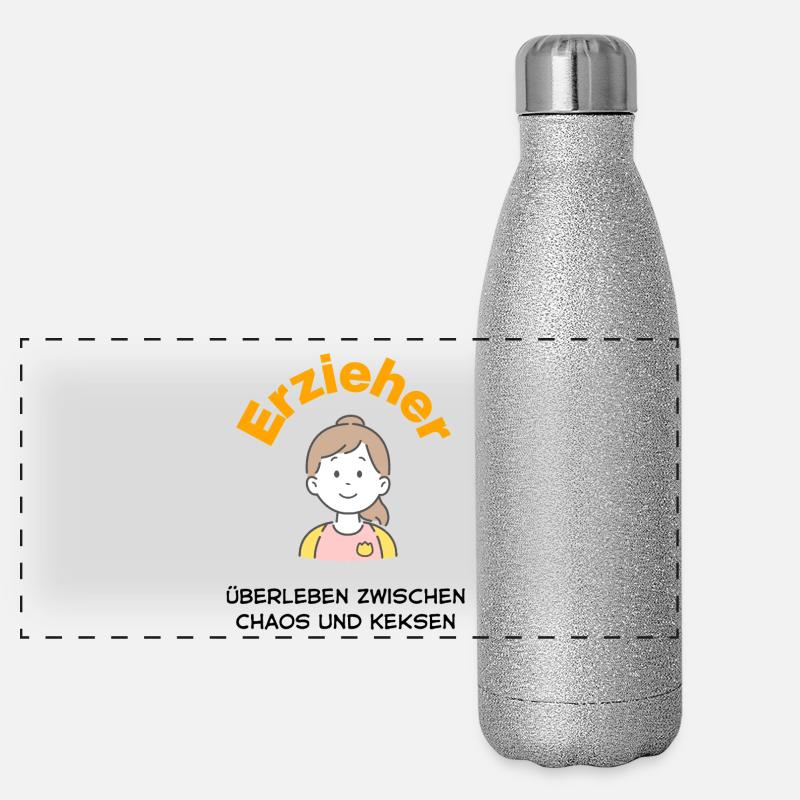 Éducatrice – Héroïne entre chaos et biscuits Gourde isotherme panoramique pailletée 500 ml