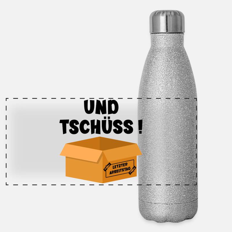 Letzter Arbeitstag Tschüss Karton Panorama Glitzer Isolierflasche 500 ml