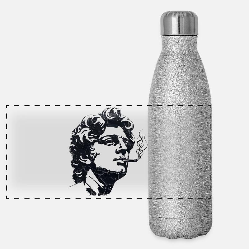 Antike Statue raucht Zigarette – Dark Art Panorama Glitzer Isolierflasche 500 ml