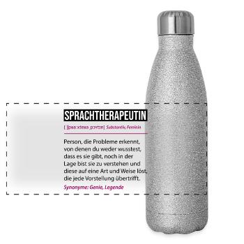 Sprachtherapeutin Definition Lustiges Beruf Spruch - Panorama Glitzer Isolierflasche 500 ml - Silber Glitzer - Vorne