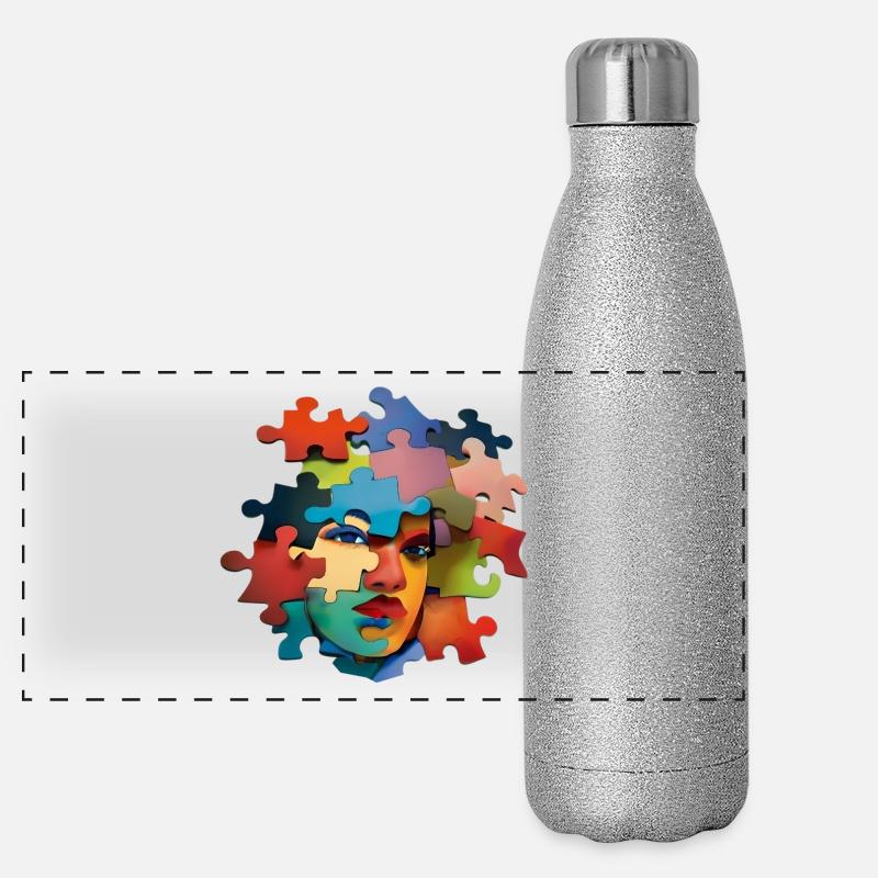 Puzzlesporträt Farbexplosion Panorama Glitzer Isolierflasche 500 ml