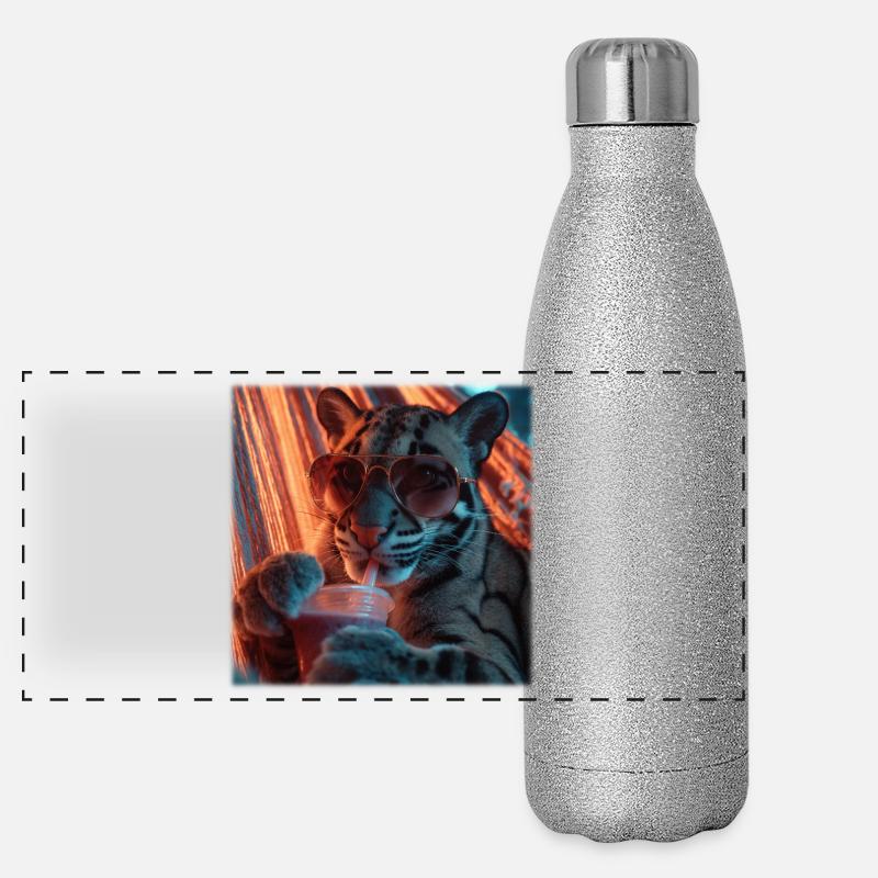 Chilliger Nebelparder Neon Hängematte Design Panorama Glitzer Isolierflasche 500 ml