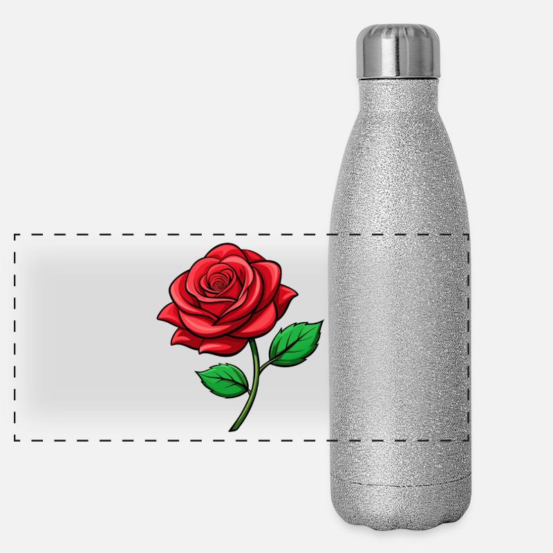 Red rose Panoramic Glitter Thermal Bottle 500 ml