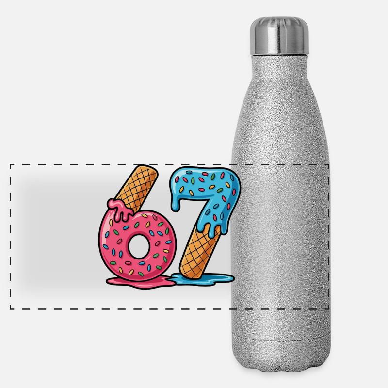 Six Seven Funny Kids Meme Panorama Glitzer Isolierflasche 500 ml
