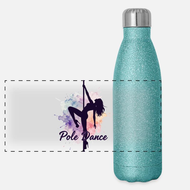 Pole Dance Poledancerinnen Aquarell stark Geschenk Panorama Glitzer Isolierflasche 500 ml