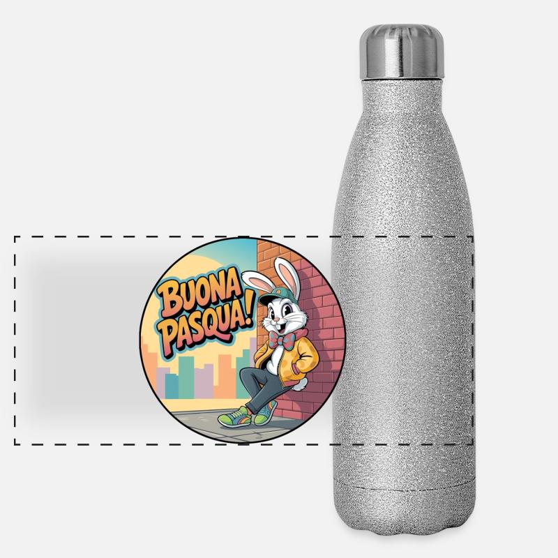 Happy Easter Urban Rabbit Panoramic Glitter Thermal Bottle 500 ml