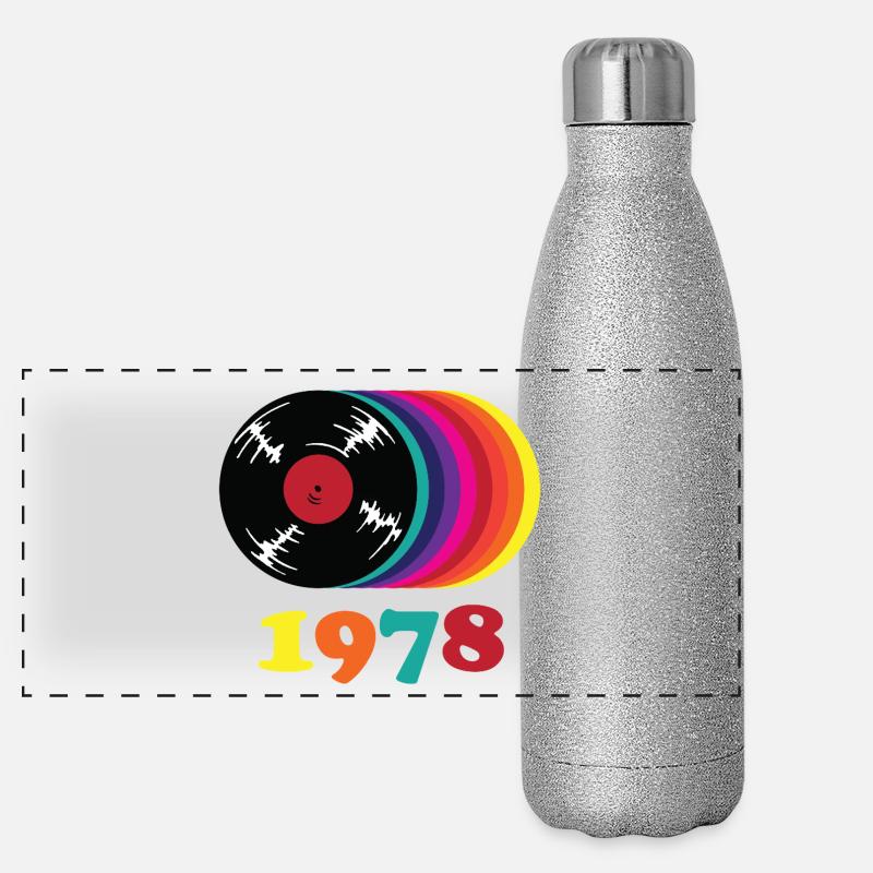 Retro Vinyl Rainbow 1978 Panoramic Glitter Thermal Bottle 500 ml