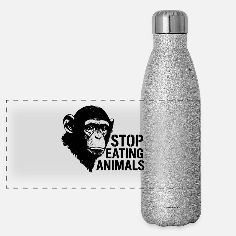 Les chimpanzés arrêtent de manger des animaux Gourde isotherme panoramique pailletée 500 ml