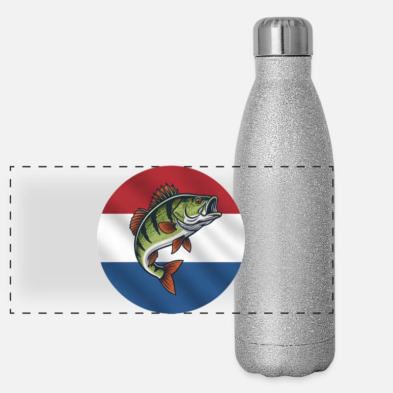 Pêche à la perche aux Pays-Bas Gourde isotherme panoramique pailletée 500 ml