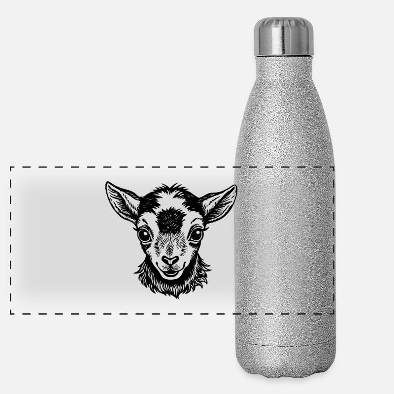 Ziegengesicht Panorama Glitzer Isolierflasche 500 ml