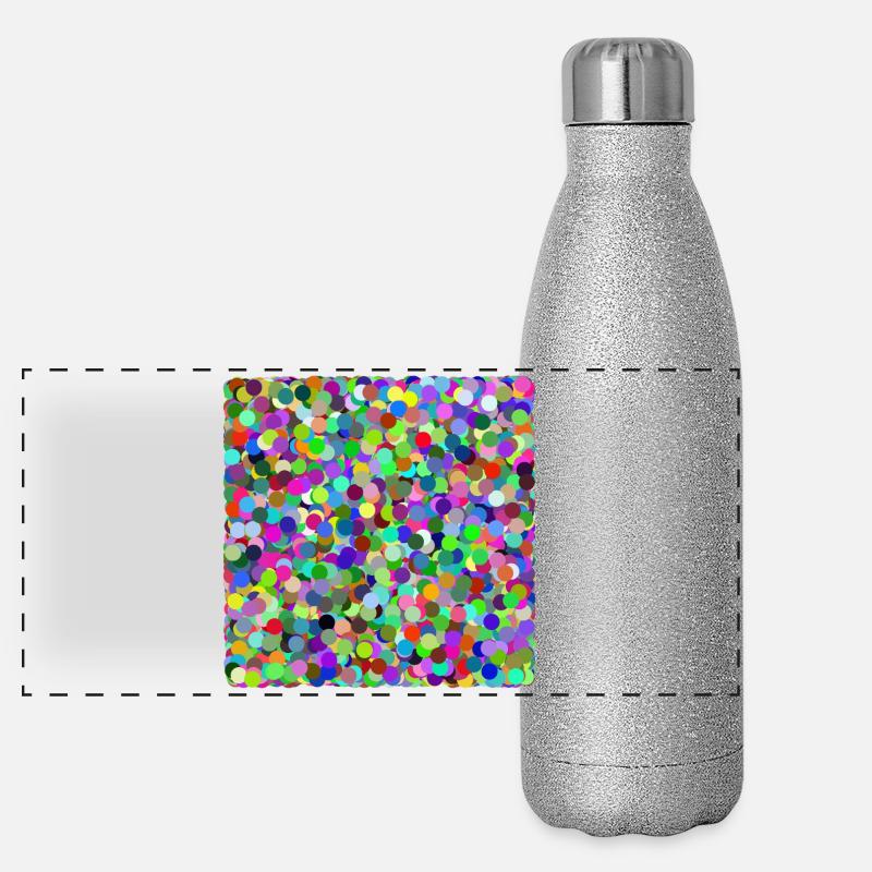 Bunte Konfetti-Kreise Panorama Glitzer Isolierflasche 500 ml