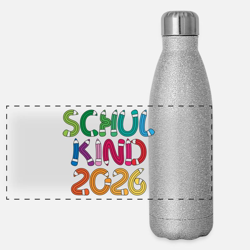 Schulkind 2026 Schule Einschulung Schulanfang Panorama Glitzer Isolierflasche 500 ml