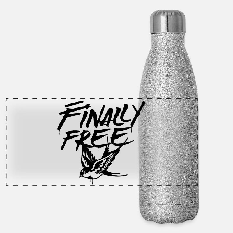 Finally Free - Panorama Glitzer Isolierflasche 500 ml - Silber Glitzer
