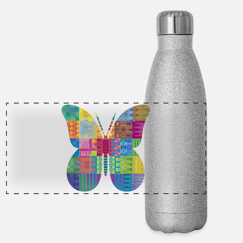 Papillon coloré en patchwork Gourde isotherme panoramique pailletée 500 ml
