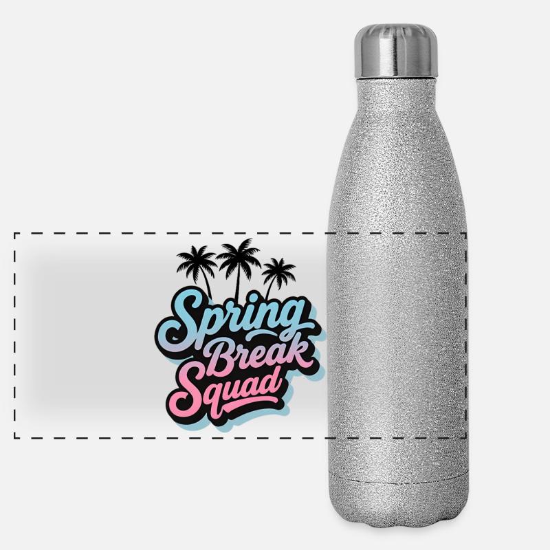 Fête de Noël Palm Trees Spring Break Squad Tropical Gourde isotherme panoramique pailletée 500 ml