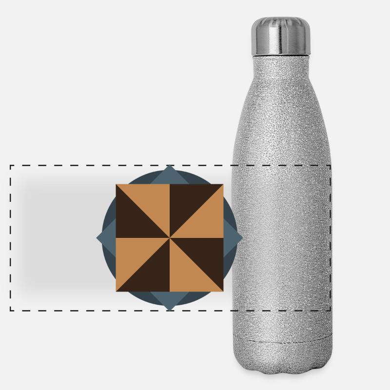 GÉOMÉTRIE DU NOYAU PYRAMIDAL | Œuvres d’art Basic Shapes - Gourde isotherme panoramique pailletée 500 ml - paillettes argentées