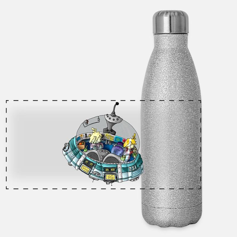 Micol und Mael - das Ufo 1 / - Panorama Glitzer Isolierflasche 500 ml - Silber Glitzer