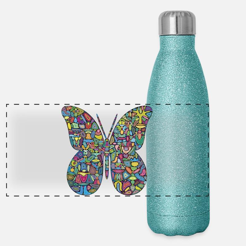 Papillon Spectacle en Couleur Gourde isotherme panoramique pailletée 500 ml